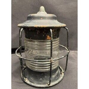Early 1900’s Copper Caged Ship Light Glass Globe 7” Nautical Untested READ